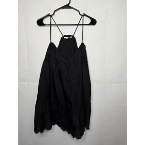 Anthropologie Let Me Be Lace Peplum Tank Size 10 Black